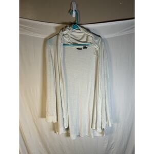 Tahari Linen Blend Hooded Open Front Cardigan 2X Coastal Grandma Minimalist
